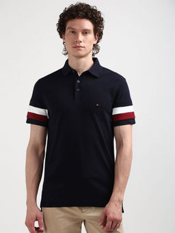 Tommy Hilfiger - Navy Blue Collar Neck Solid Polo T-Shirt