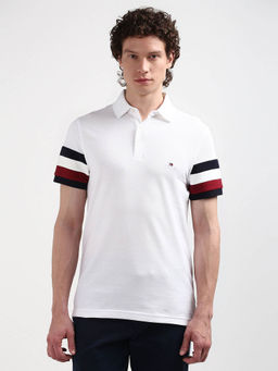 Tommy Hilfiger - White Collar Neck Solid Polo T-Shirt