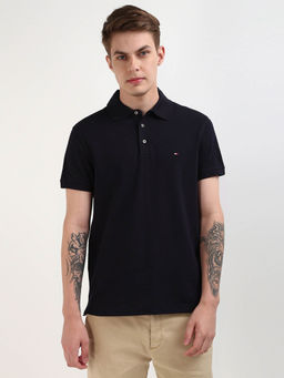 Tommy Hilfiger - Navy Blue Collar Neck Solid Polo T-Shirt