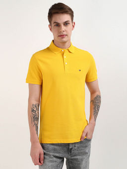 Tommy Hilfiger - Yellow Collar Neck Solid Polo T-Shirt