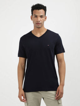 Tommy Hilfiger - Blue V-Neck Solid T-Shirt