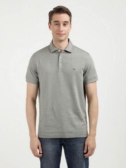 Tommy Hilfiger - Grey Collar Neck Solid Polo T-Shirt