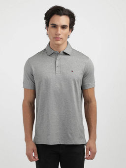 Tommy Hilfiger - Grey Collar Neck Solid Polo T-Shirt