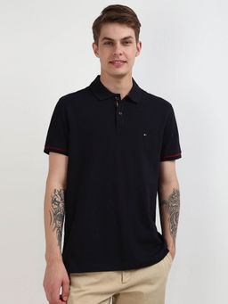 Tommy Hilfiger - Navy Blue Collar Neck Solid Polo T-Shirt