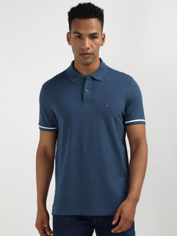 Tommy Hilfiger - Blue Collar Neck Solid Polo T-Shirt