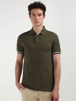 Tommy Hilfiger - Green Collar Neck Solid Polo T-Shirt