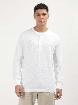 Tommy Hilfiger - White Henley Neck Solid T-Shirt