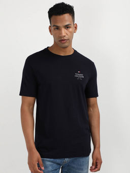 Tommy Hilfiger - Navy Blue Crew Neck Solid T-Shirt
