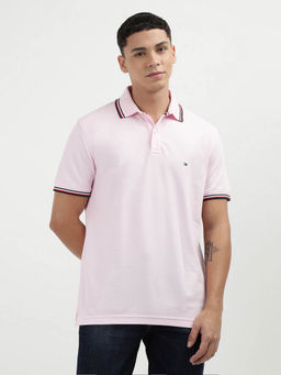 Tommy Hilfiger - Pink Collar Neck Solid Polo T-Shirt