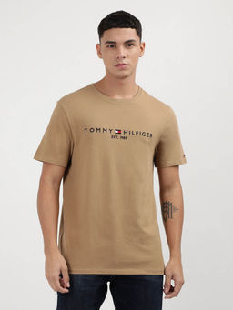 Tommy Hilfiger - Beige Crew Neck Solid T-Shirt