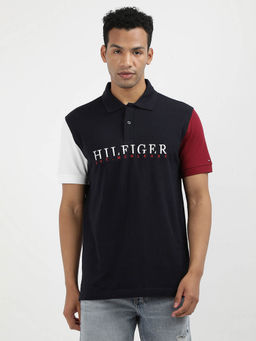 Tommy Hilfiger - Navy Blue Collar Neck Colorblock Polo T-Shirt