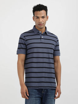 Tommy Hilfiger - Blue Collar Neck Stripes Polo T-Shirt