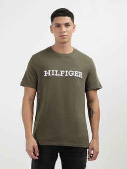 Tommy Hilfiger - Green Crew Neck Self Design T-Shirt