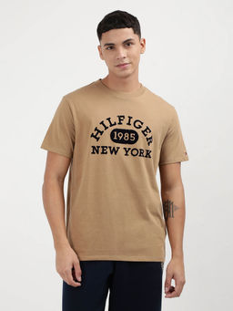 Tommy Hilfiger - Beige Crew Neck Typography T-Shirt