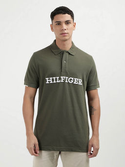 Tommy Hilfiger - Green Collar Neck Solid Polo T-Shirt