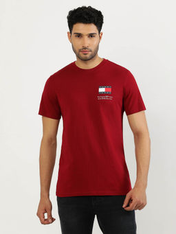 Tommy Hilfiger - Red Round Neck Solid T-Shirt