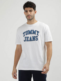 Tommy Hilfiger - White Round Neck Self Design T-Shirt