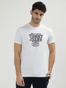 Tommy Hilfiger - White Round Neck Typography T-Shirt