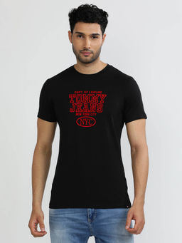 Tommy Hilfiger - Black Round Neck Printed T-Shirt
