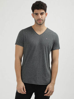 Tommy Hilfiger - Grey V-Neck Solid T-Shirt