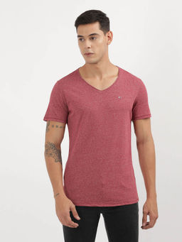 Tommy Hilfiger - Red V-Neck Solid T-Shirt
