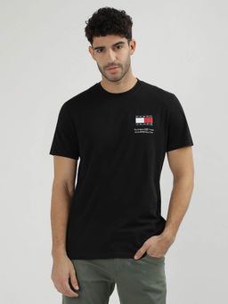 Tommy Hilfiger - Black Round Neck Solid T-Shirt