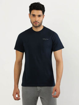 Tommy Hilfiger - Navy Blue Round Neck Solid T-Shirt