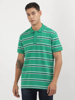 Tommy Hilfiger - Green Collar Neck Stripes Polo T-Shirt