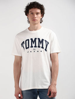 Tommy Hilfiger - White Round Neck Printed T-Shirt