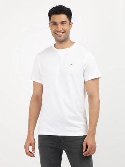 Tommy Hilfiger - White Round Neck Self Design T-Shirt