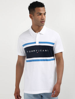 Tommy Hilfiger - White Round Neck Colorblock Polo T-Shirt