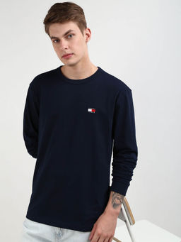 Tommy Hilfiger - Navy Blue Round Neck Solid T-Shirt