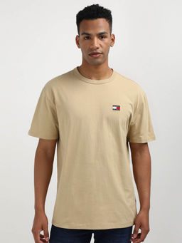 Tommy Hilfiger - Beige Round Neck Solid T-Shirt