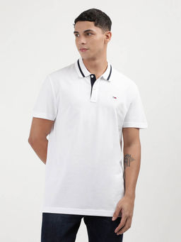 Tommy Hilfiger - White Collar Neck Solid Polo T-Shirt