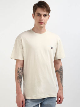 Tommy Hilfiger - Beige Round Neck Solid T-Shirt