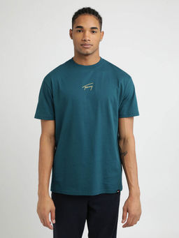 Tommy Hilfiger - Teal Round Neck Solid T-Shirt