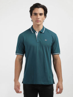 Tommy Hilfiger - Green Collar Neck Solid Polo T-Shirt