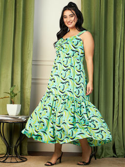 KASSUALLY - CURVE BY KASSUALLY Printed Broad Strap Tiered Maxi Dress