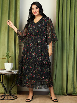 KASSUALLY - CURVE BY KASSUALLY Ditsy Floral Ruffle Tiered Maxi Dress