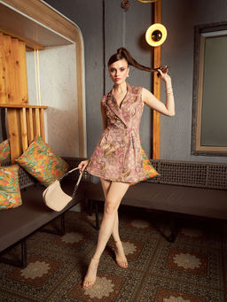 KASSUALLY - Front Open Printed Blazer Dress