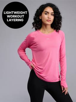 Kica - Regular Fit Basic Full Sleeve T-Shirt With A Round Neck KIC030-Pink