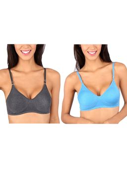 Bralux - Bela T-Shirt Bra Melange Black - Melange Blue Set Of 2