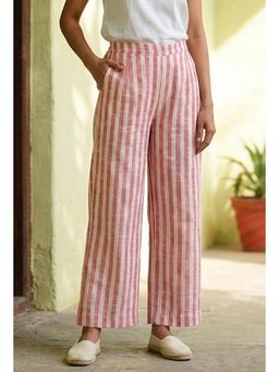 Tjori - Pink Striped Cotton Viscose Pant