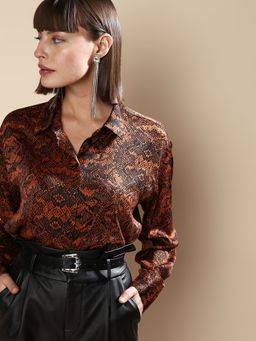 VERO MODA - Brown & Black Animal Print Shirt