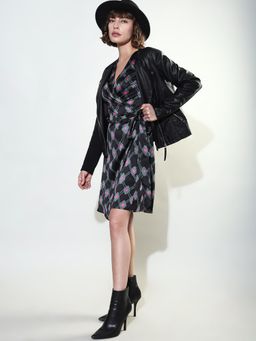 VERO MODA - Black Printed Fit & Flare Dress