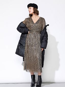 VERO MODA - Brown Shimmery Midi Dress