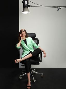 VERO MODA - Green Roll-up Sleeves Tailored Blazer