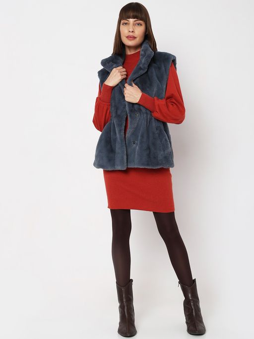 Faux Fur Vero Moda Waistcoat Vero Moda Women's Kay Faux-Leather