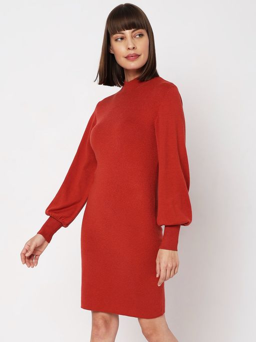 open lace back dress Red High Neck Cold Shoulder Bodycon Dress  AX Paris