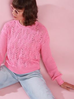 VERO MODA - Pink Jacquard Knit Pullover